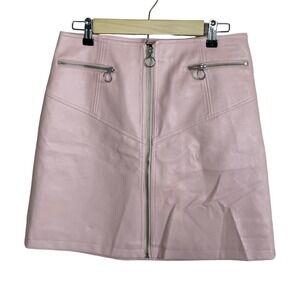 Mark Alan Faux Leather Like Mini Skirt Zipper‎ Front Size L Pink Soft Goth